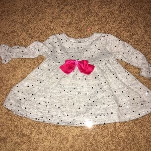 Silver Sparkle Top with Hot Pink Bow